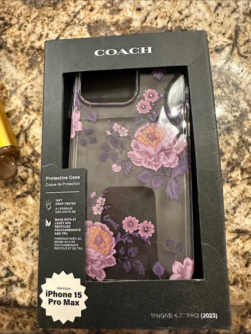 COACH Purple Floral Protective Case for iPhone 15 Pro Max - Clear Shell
